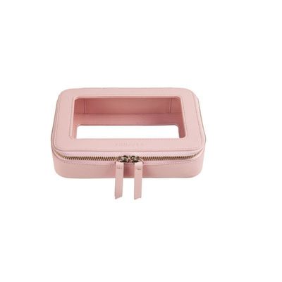Sac cosmétique en cuir rose avec OEM/ODM acceptable et type de motif solide