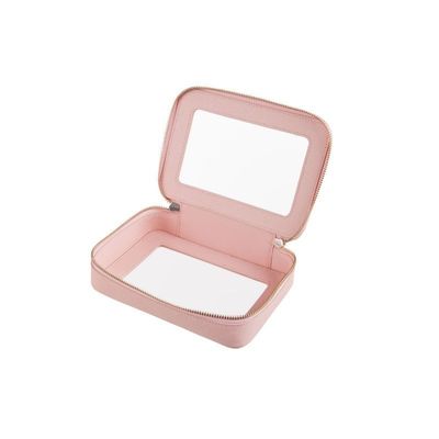 Sac cosmétique en cuir rose avec OEM/ODM acceptable et type de motif solide