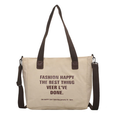 Lettre personnalisée avec logo, sac à main en toile de coton avec revêtement en polyester et grande capacité