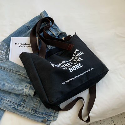 Lettre personnalisée avec logo, sac à main en toile de coton avec revêtement en polyester et grande capacité