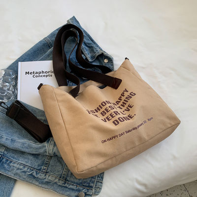 Lettre personnalisée avec logo, sac à main en toile de coton avec revêtement en polyester et grande capacité