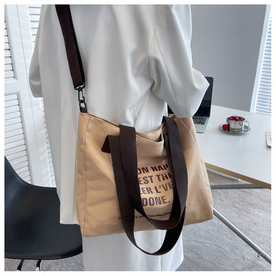Lettre personnalisée avec logo, sac à main en toile de coton avec revêtement en polyester et grande capacité