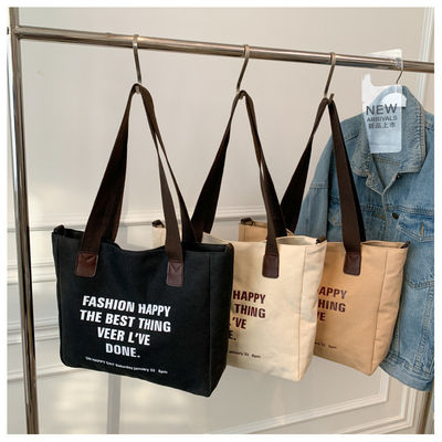 Lettre personnalisée avec logo, sac à main en toile de coton avec revêtement en polyester et grande capacité