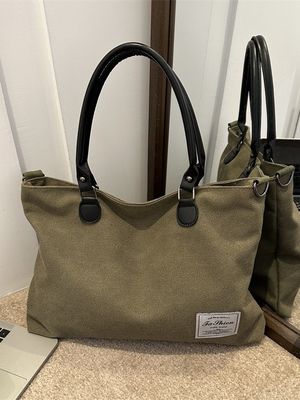 Aucune décoration coton gros sac à main avec poche et fermeture à glissière Logo imprimé sur mesure