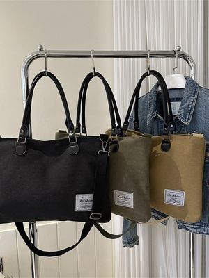 Aucune décoration coton gros sac à main avec poche et fermeture à glissière Logo imprimé sur mesure