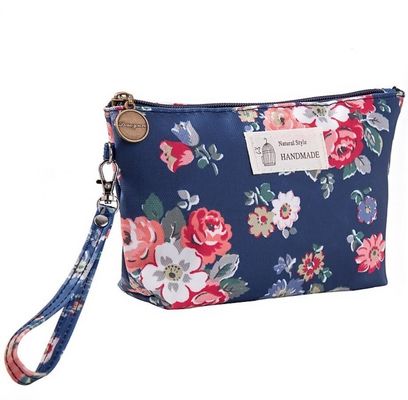 Sac à fermeture à glissière à imprimer des fleurs Sac de maquillage floral mignon pour organiser les produits de beauté essentiels