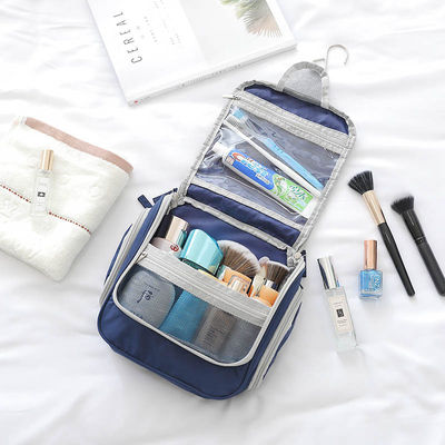 Fermeture à fermeture à glissière Sac de cosmétiques de voyage personnalisé avec conception suspendue et sacoche incluse