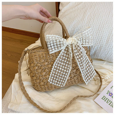 2024 Sacs à épaule Sacs à main Mexicain Sacs à panier français Paille tissée Sacs de plage Femmes à rayures