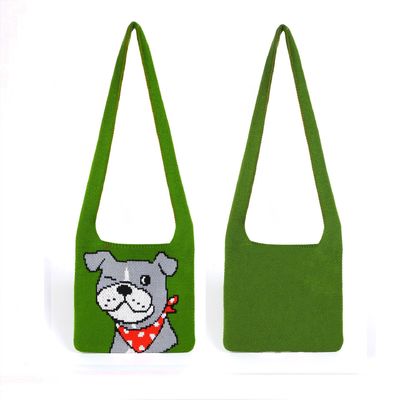 Sac à tricoter fait à la main à la peau claire à l' arrière tissé en néoprène en pou pour taille moyenne
