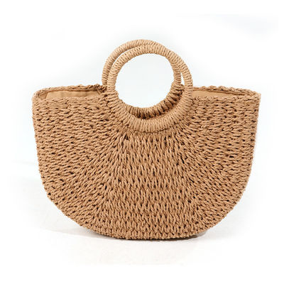Sac à main de plage de paille de taille moyenne avec imprimés de mode et dessins animés de Bali
