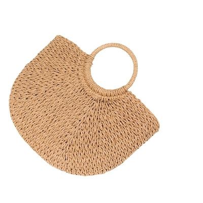Sac à main de plage de paille de taille moyenne avec imprimés de mode et dessins animés de Bali