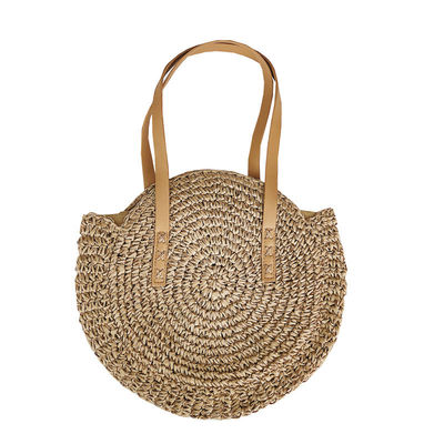 Sac à main en crochet pour femmes, gros, rond, de couleur marocaine, sac à paille