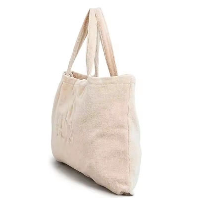 Sacs à main de femme à main brodés sur mesure Large tissu rose Terry Portable Sac de plage