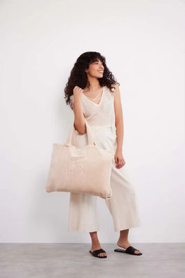 Sacs à main de femme à main brodés sur mesure Large tissu rose Terry Portable Sac de plage