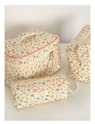 Sac de maquillage bleu pour femmes mignon petit sac de voyage cosmétique