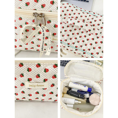 Sac de maquillage bleu pour femmes mignon petit sac de voyage cosmétique