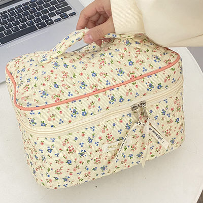 Sac de maquillage bleu pour femmes mignon petit sac de voyage cosmétique