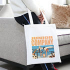 Logo personnalisé imprimé en coton naturel semi-blanc en toile de dessin à corde sac à main pour faire du shopping
