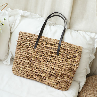 Couleur personnalisée Maillage d'épaule pour femme Gros sac à main Paille de plage Sac à main pour la vie quotidienne
