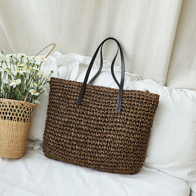 Couleur personnalisée Maillage d'épaule pour femme Gros sac à main Paille de plage Sac à main pour la vie quotidienne