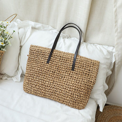 Couleur personnalisée Maillage d'épaule pour femme Gros sac à main Paille de plage Sac à main pour la vie quotidienne