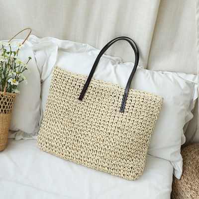 Couleur personnalisée Maillage d'épaule pour femme Gros sac à main Paille de plage Sac à main pour la vie quotidienne
