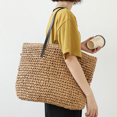 Couleur personnalisée Maillage d'épaule pour femme Gros sac à main Paille de plage Sac à main pour la vie quotidienne