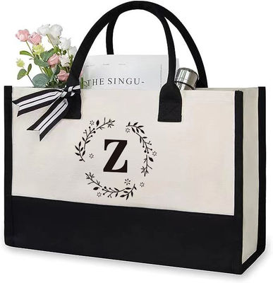 Sacs de magasinage personnalisés de couleur grande sac de toile avec lettre de conception personnalisée