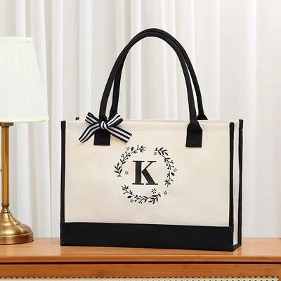 Sacs de magasinage personnalisés de couleur grande sac de toile avec lettre de conception personnalisée