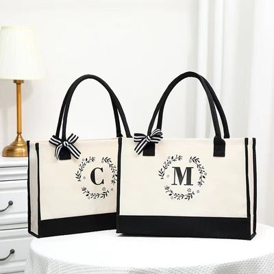 Sacs de magasinage personnalisés de couleur grande sac de toile avec lettre de conception personnalisée