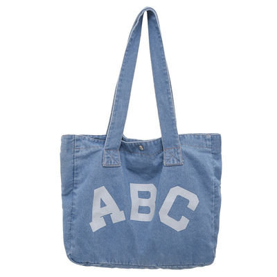 Sac de plage tissé en denim imprimé sur mesure avec style en boucle douce et accepté OEM / ODM