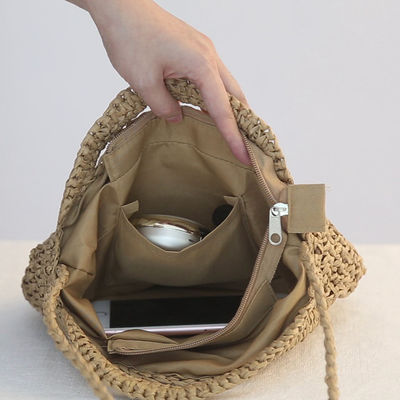 Sacs de plage en papier recyclés en paille Cord Crossbody Sacs d'épaule Logo Logo personnalisé