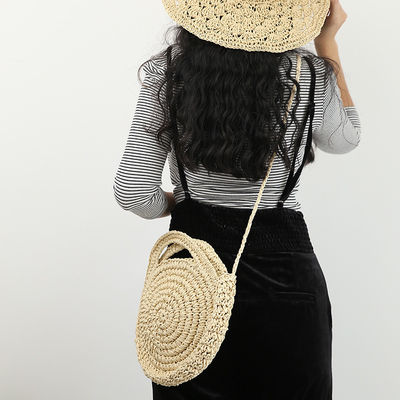 Sacs de plage en papier recyclés en paille Cord Crossbody Sacs d'épaule Logo Logo personnalisé
