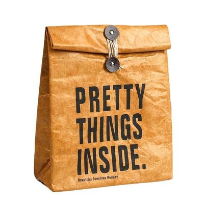 Sac thermique en papier Dupont brun pour refroidisseur de déjeuner isolé Durable et imperméable
