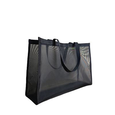 Large capacité Logo personnalisé imprimé Sac à dos en maille noire pour le marché et la plage