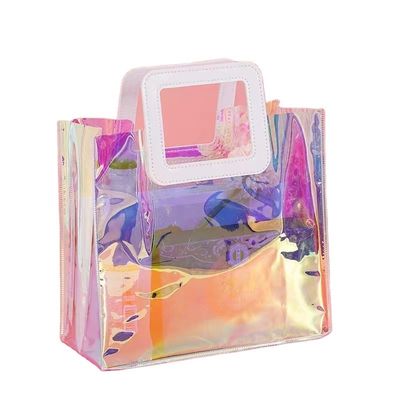 Sac à main holographique transparent en PVC laser réutilisable pour les amateurs de sacs de plage