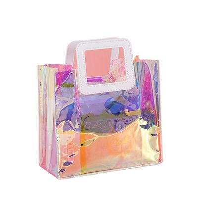 Sac à main holographique transparent en PVC laser réutilisable pour les amateurs de sacs de plage