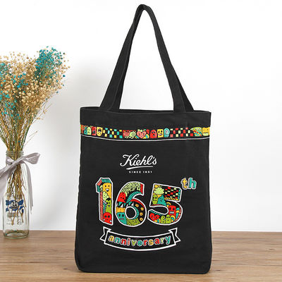 Sac à dos en coton noir écologique avec logo imprimé sur mesure