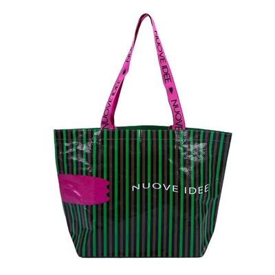 Conception de sac à dos tissé en PP recyclable et stratifié pour la conception de sacs de magasinage personnalisés