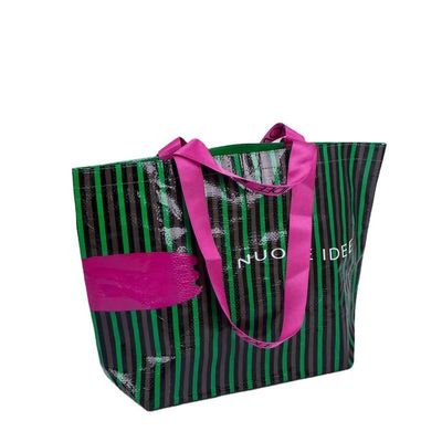 Conception de sac à dos tissé en PP recyclable et stratifié pour la conception de sacs de magasinage personnalisés