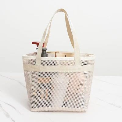 Sac de toilette personnalisé en maille de logo Sac de magasinage écologique avec fermeture à glissière Sac en maille de nylon petit