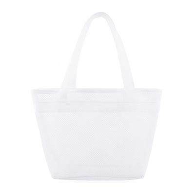 Sac de toilette personnalisé en maille de logo Sac de magasinage écologique avec fermeture à glissière Sac en maille de nylon petit