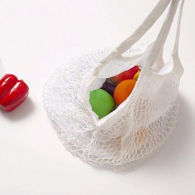 Logo personnalisé Eco Organic Cotton Mesh Net Sac de magasinage réutilisable pour les aliments végétaux Fruits