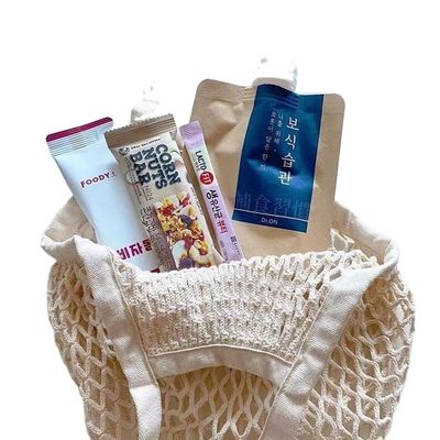 Logo personnalisé Eco Organic Cotton Mesh Net Sac de magasinage réutilisable pour les aliments végétaux Fruits
