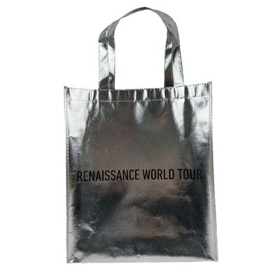 Sac de magasinage écologique Lamination en or Sac métallique en argent non tissé avec logo personnalisé