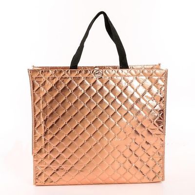 Sac de magasinage écologique Lamination en or Sac métallique en argent non tissé avec logo personnalisé