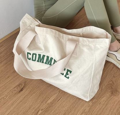 Sac à dos en toile naturel extra grand avec impression de logo pour les besoins de magasinage