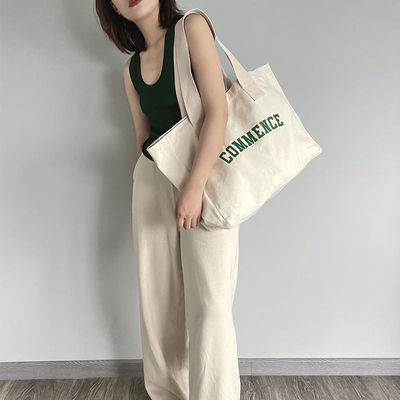 Sac à dos en toile naturel extra grand avec impression de logo pour les besoins de magasinage