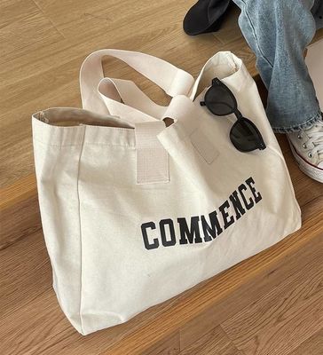 Sac à dos en toile naturel extra grand avec impression de logo pour les besoins de magasinage