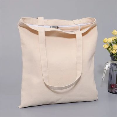 Design personnalisé Couleur naturelle 100% coton toile sac à main avec fermeture à glissière pour Eco Shopping